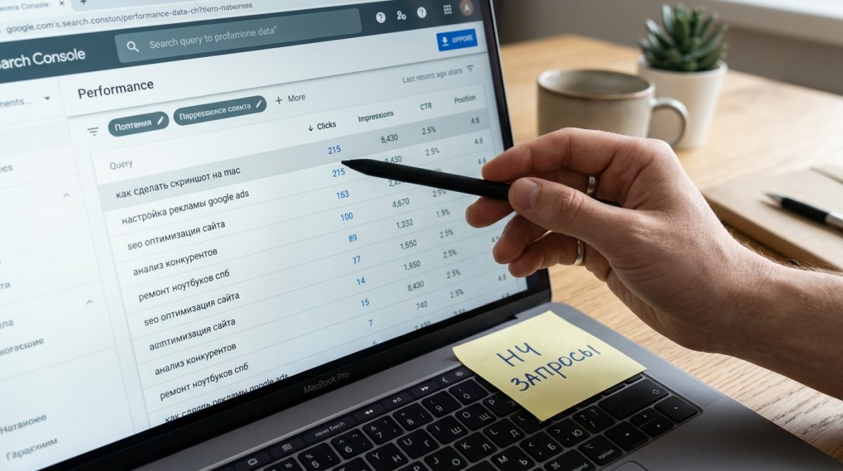 Анализ низкочастотных запросов в Google Search Console