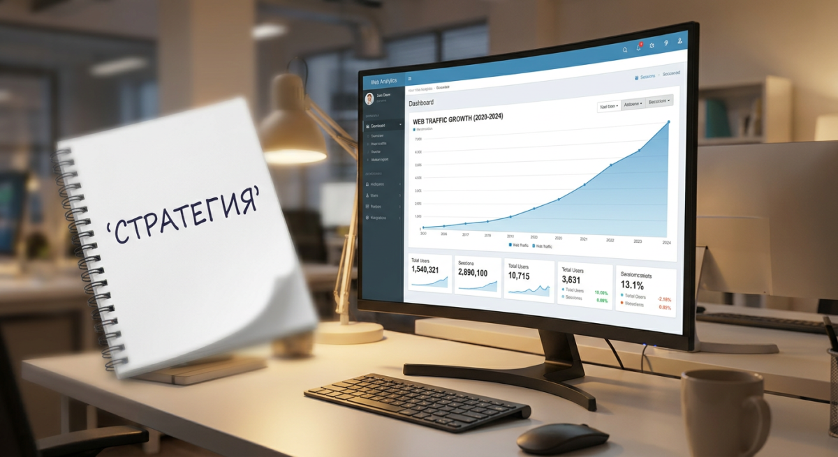 График долгосрочного роста трафика статьи на мониторе